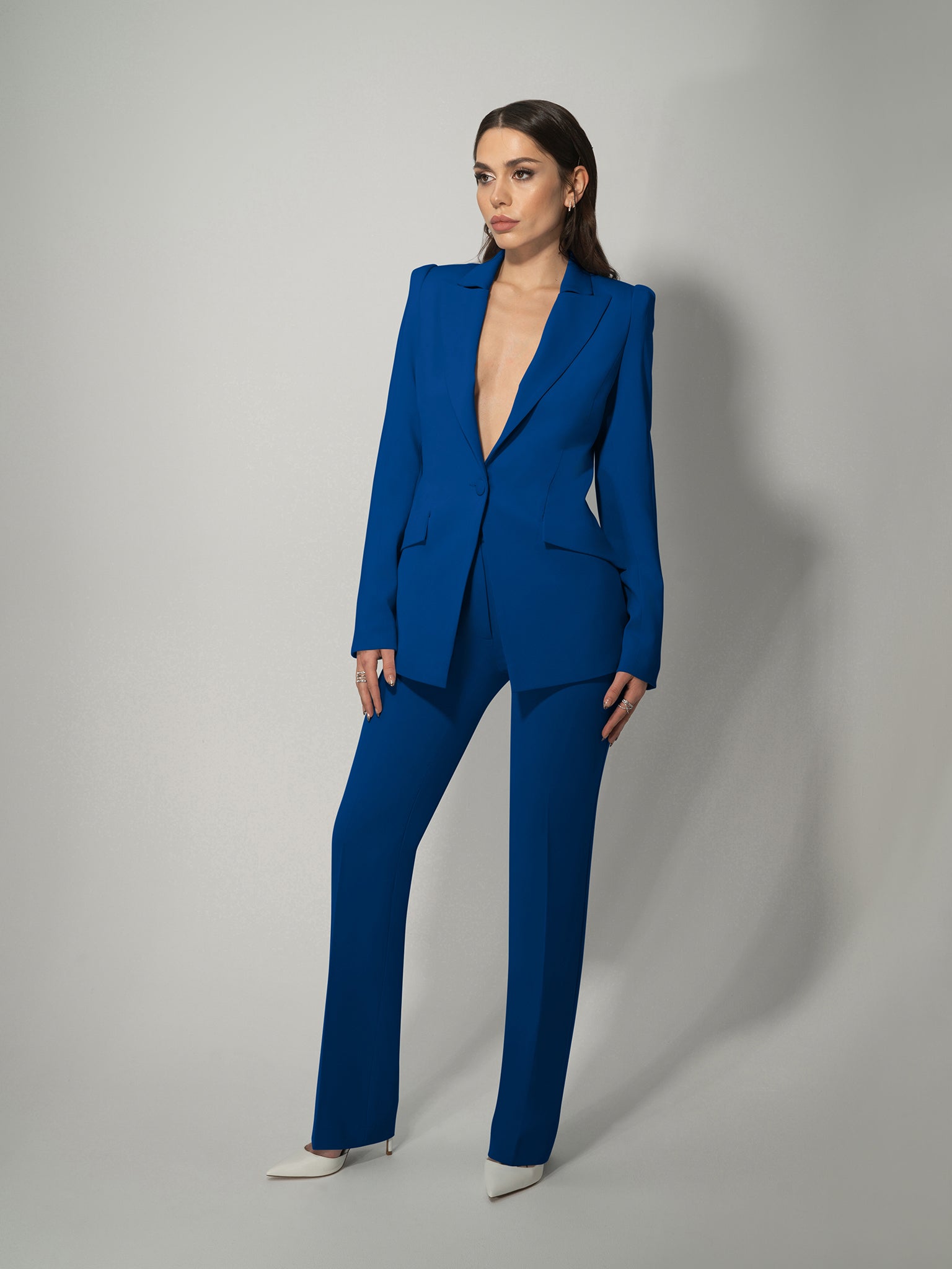 Illusion Classic Tailored Blazer - Azure Blue by Tia Dorraine Women's Luxury Fashion Designer Clothing Brand