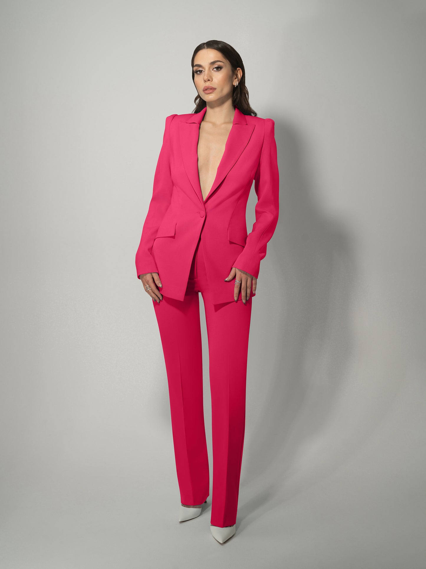 Illusion Classic Tailored Blazer - Hot Pink by Tia Dorraine Women's Luxury Fashion Designer Clothing Brand