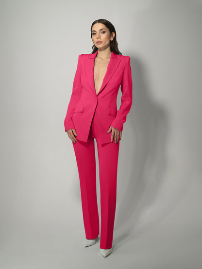 Illusion Classic Tailored Blazer - Hot Pink by Tia Dorraine Women's Luxury Fashion Designer Clothing Brand