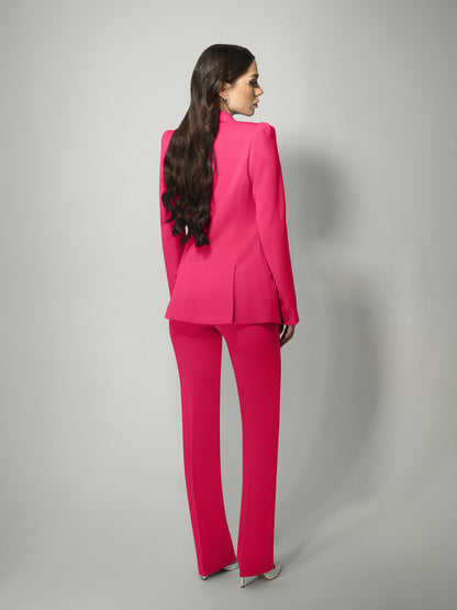 Illusion Classic Tailored Blazer - Hot Pink by Tia Dorraine Women's Luxury Fashion Designer Clothing Brand