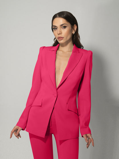 Illusion Classic Tailored Blazer - Hot Pink by Tia Dorraine Women's Luxury Fashion Designer Clothing Brand