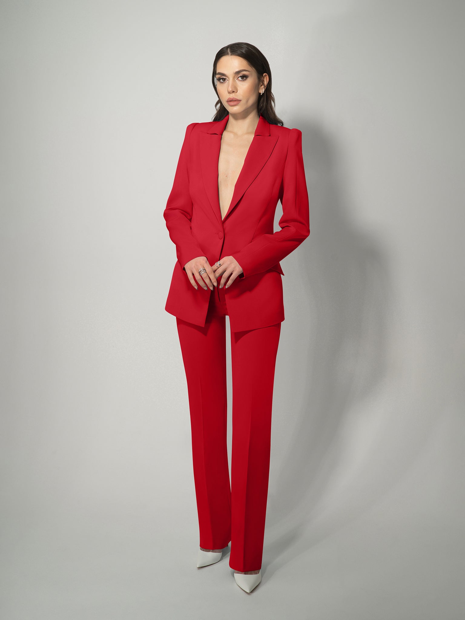 Illusion Classic Tailored Suit - Fierce Red by Tia Dorraine Women's Luxury Fashion Designer Clothing Brand