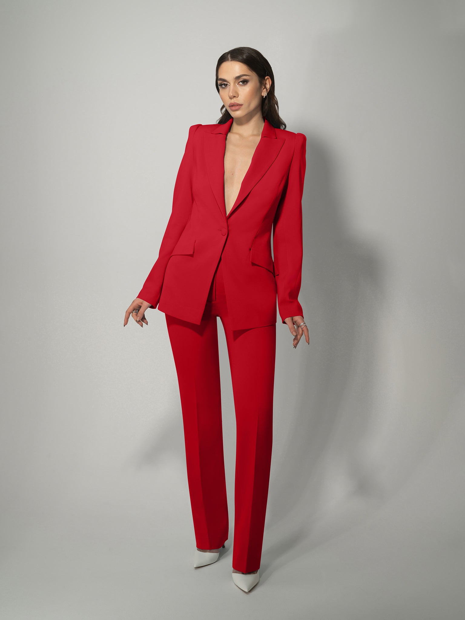 Illusion Classic Tailored Suit - Fierce Red by Tia Dorraine Women's Luxury Fashion Designer Clothing Brand