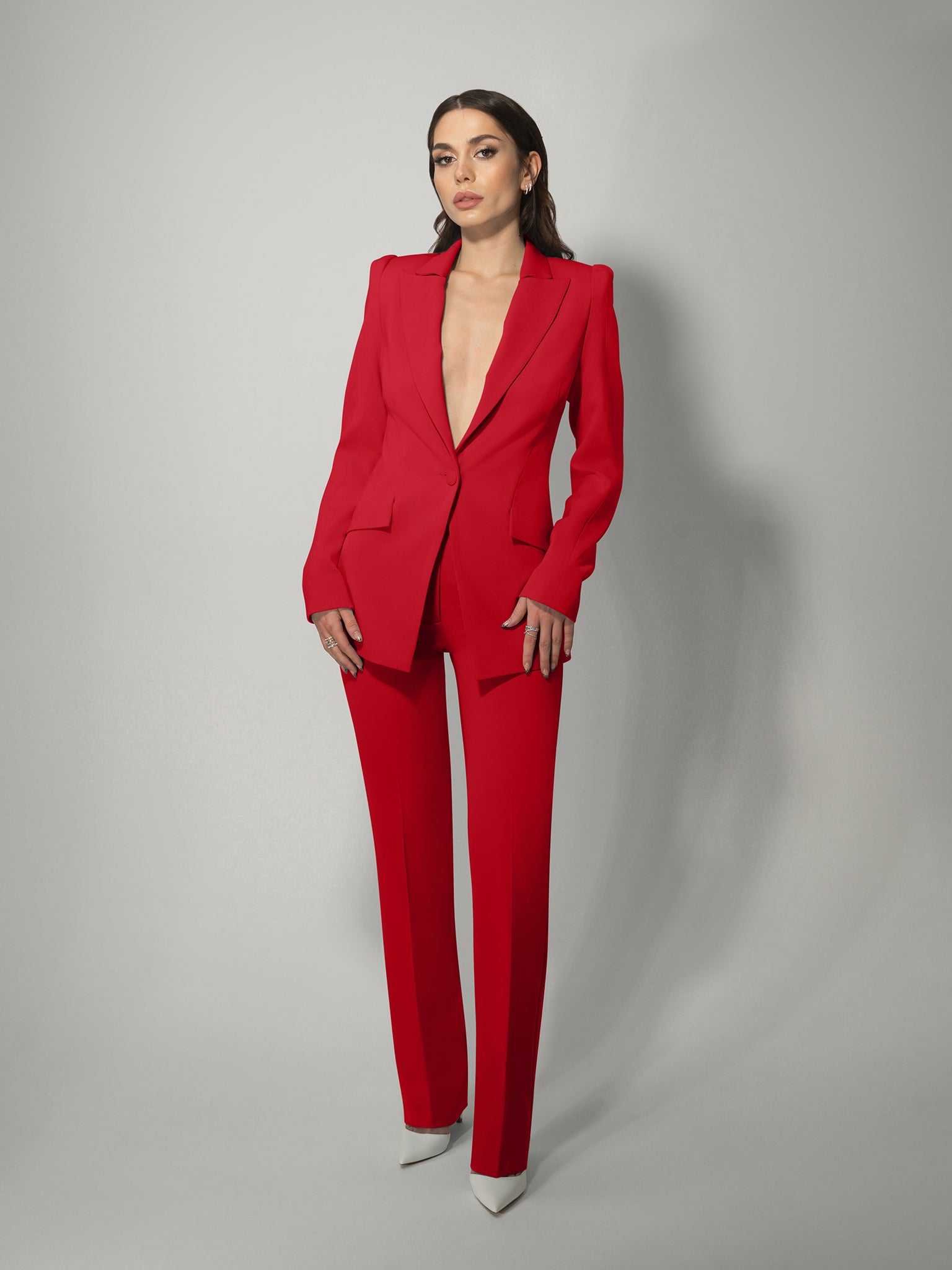 Illusion Classic Tailored Suit - Fierce Red by Tia Dorraine Women's Luxury Fashion Designer Clothing Brand