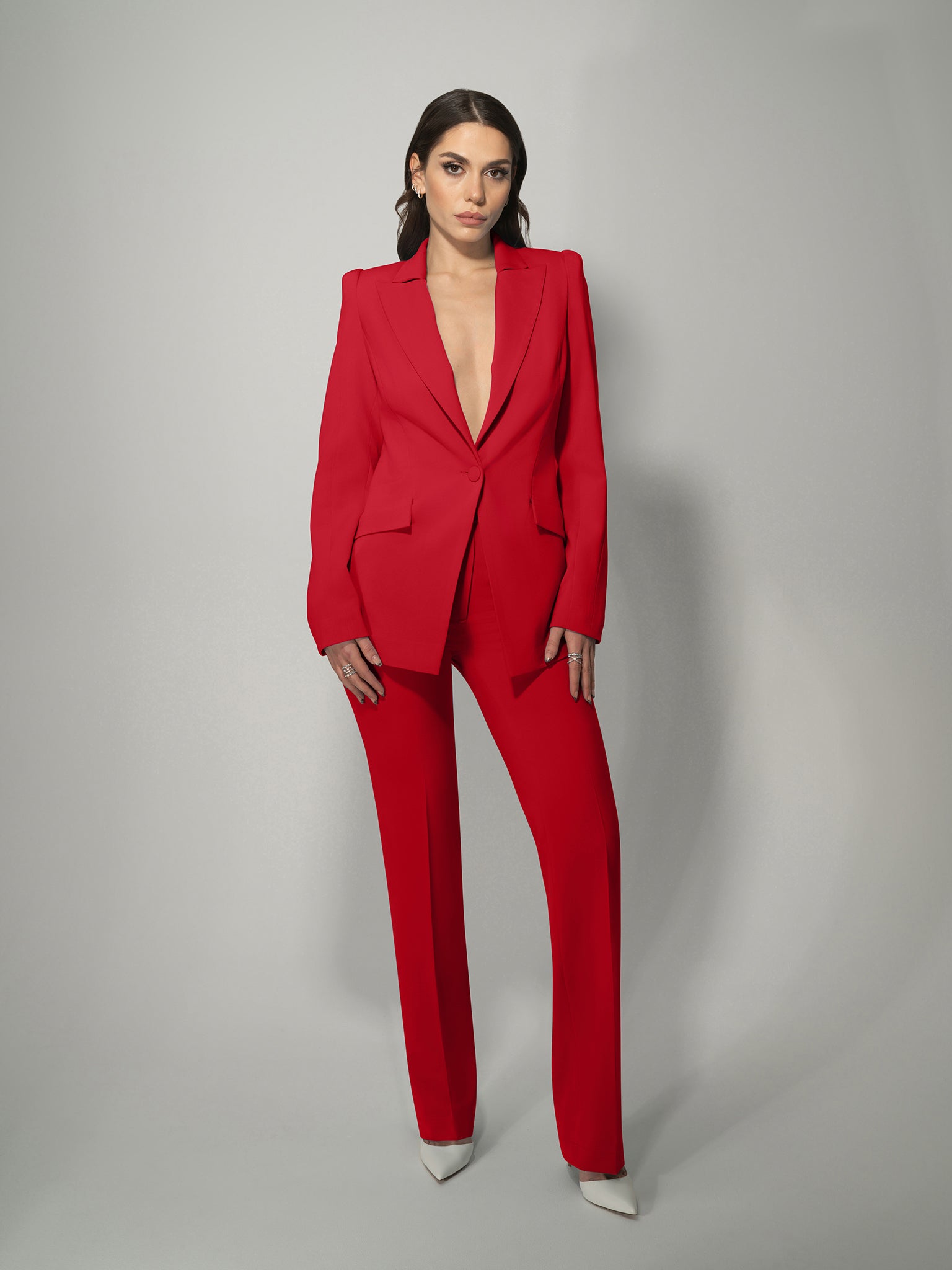 Illusion Classic Tailored Suit - Fierce Red by Tia Dorraine Women's Luxury Fashion Designer Clothing Brand