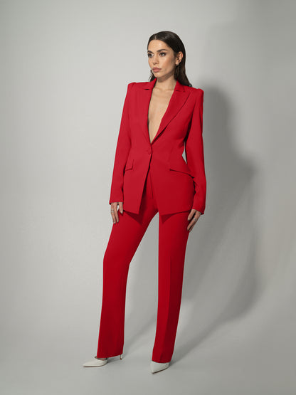 Illusion Classic Tailored Suit - Fierce Red by Tia Dorraine Women's Luxury Fashion Designer Clothing Brand