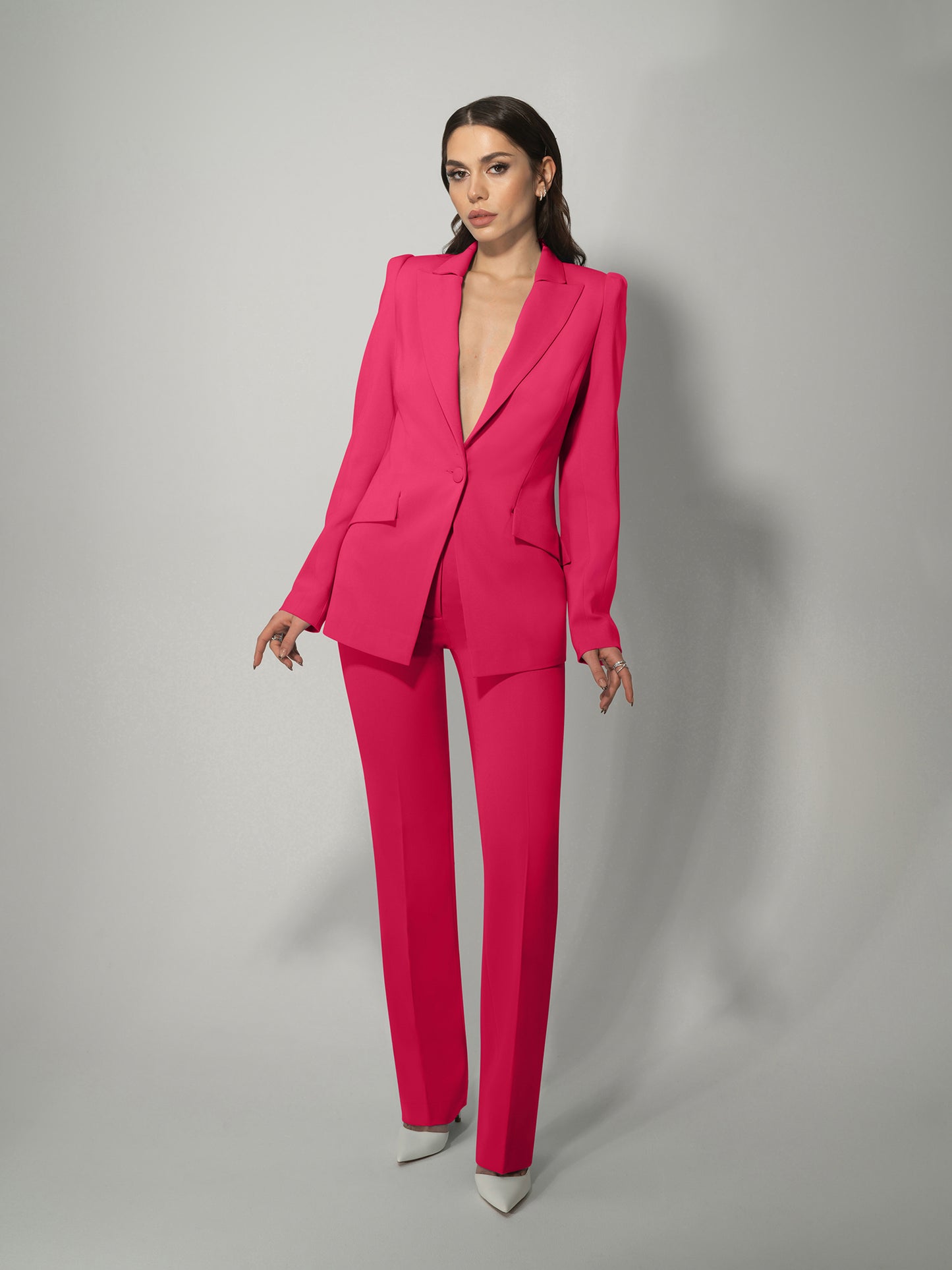 Illusion Classic Tailored Suit - Hot Pink by Tia Dorraine Women's Luxury Fashion Designer Clothing Brand