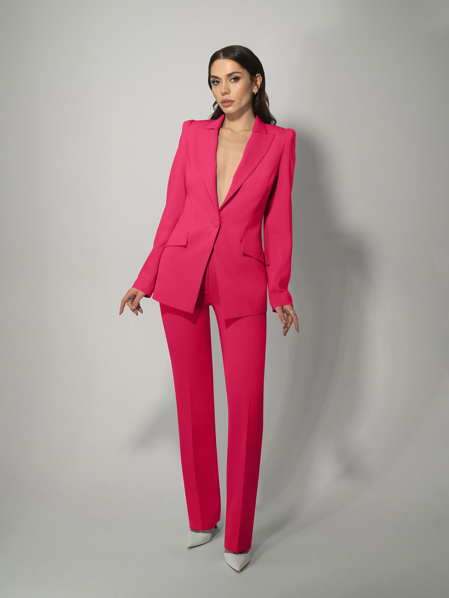 Illusion Classic Tailored Suit - Hot Pink by Tia Dorraine Women's Luxury Fashion Designer Clothing Brand