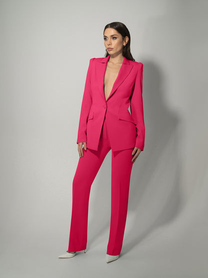 Illusion Classic Tailored Suit - Hot Pink by Tia Dorraine Women's Luxury Fashion Designer Clothing Brand