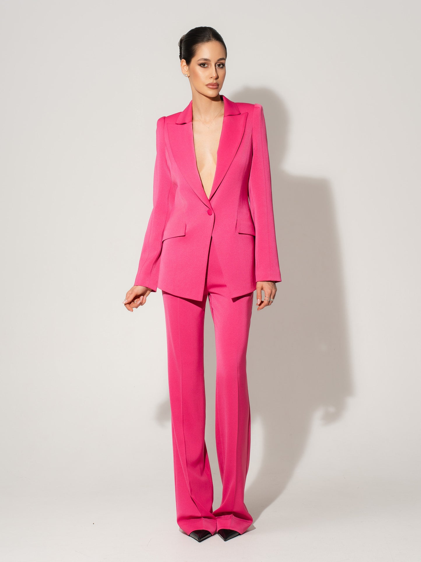 Illusion Classic Tailored Suit - Hot Pink