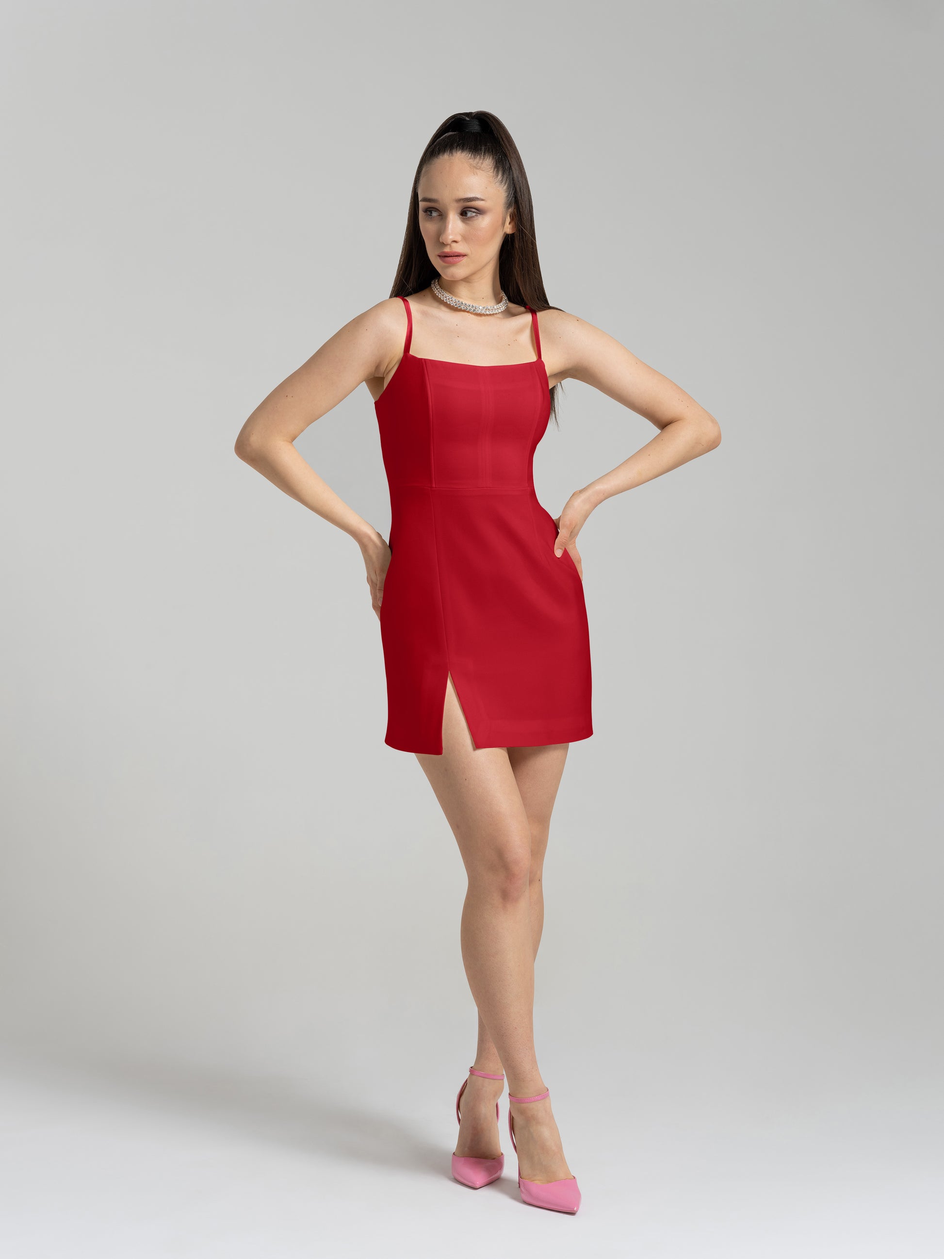 Into You Fitted Mini Dress - Fierce Red by Tia Dorraine Women's Luxury Fashion Designer Clothing Brand