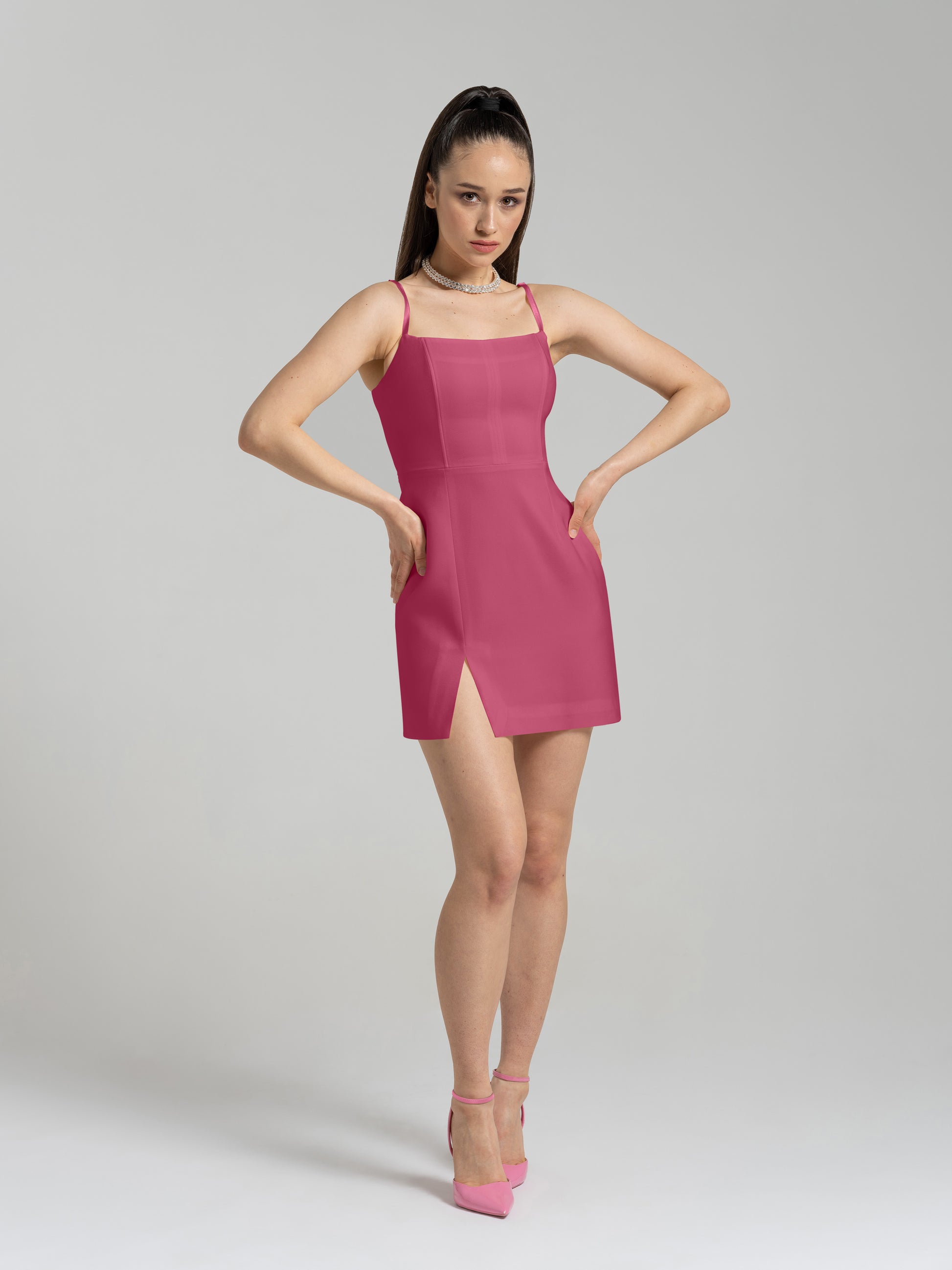 Into You Fitted Mini Dress - Super Pink by Tia Dorraine Women's Luxury Fashion Designer Clothing Brand