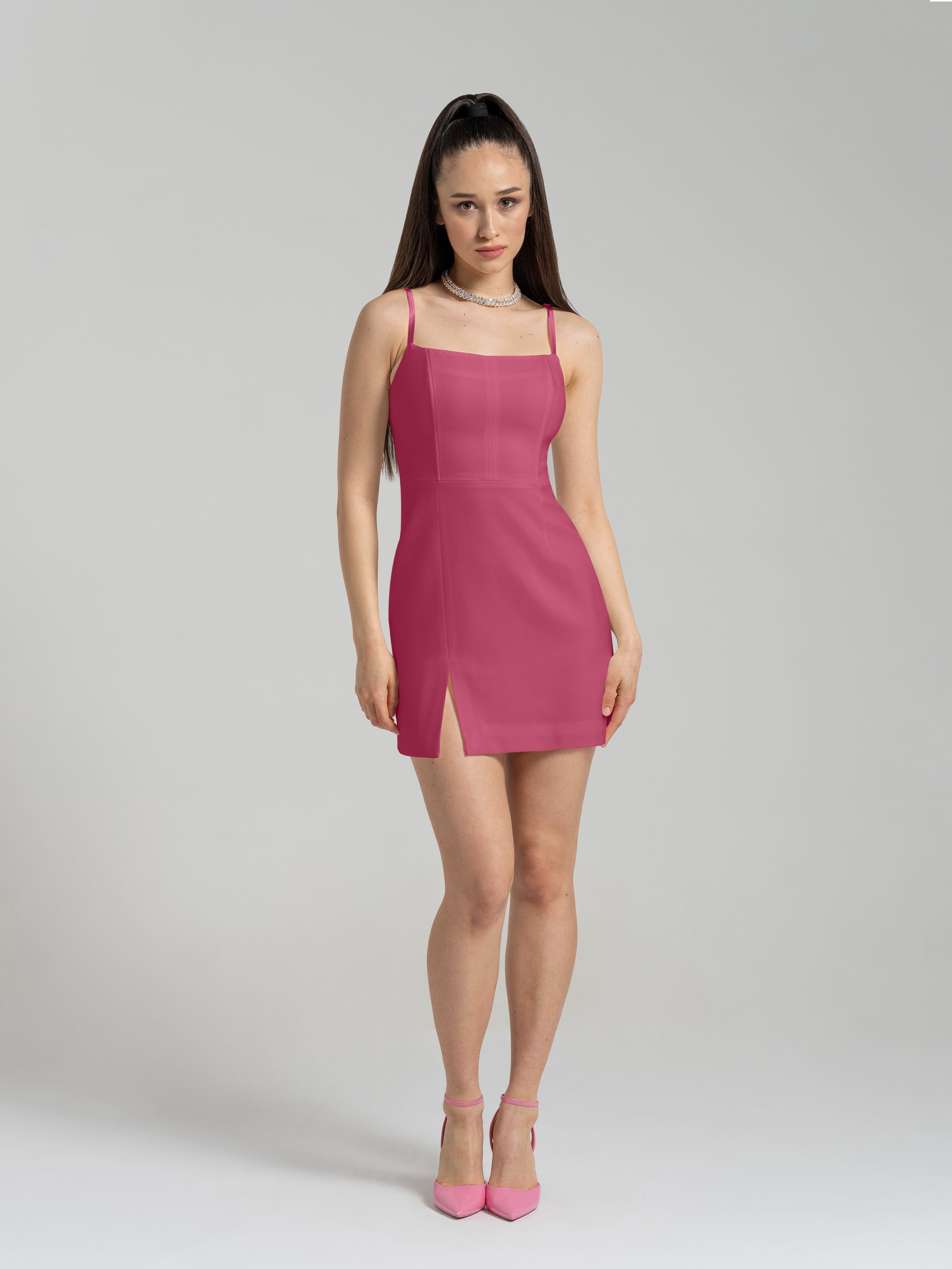 Into You Fitted Mini Dress - Super Pink by Tia Dorraine Women's Luxury Fashion Designer Clothing Brand