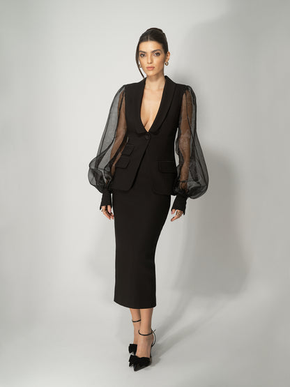 J'adore Organza Sleeve Tailored Blazer