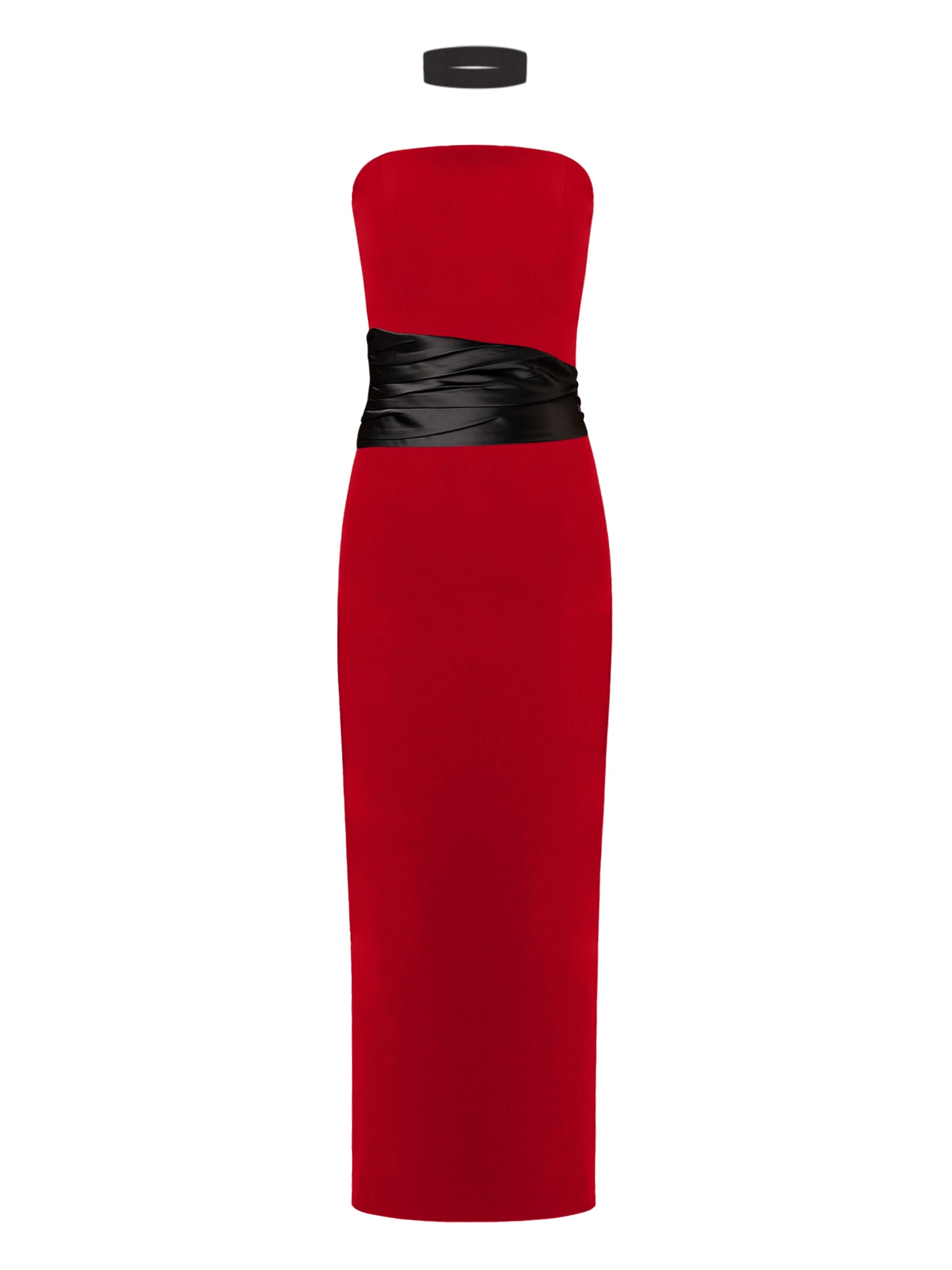 Kiss Me Fitted Midi Dress with Satin Belt - Red & Black Red & Black / S Kiss Me Fitted Midi Dress with Satin Belt - Red & Black Red & Black / S