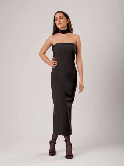 Kiss Me Fitted Bustier Midi Dress - Black Kiss Me Fitted Bustier Midi Dress - Black