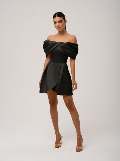 Tia Dorraine Love in Bloom Off-Shoulder Mini Dress - Black Tia Dorraine Love in Bloom Off-Shoulder Mini Dress - Black