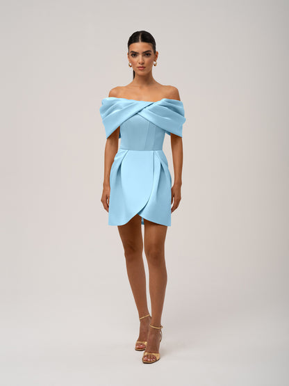 Love in Bloom Off-Shoulder Mini Dress by Tia Dorraine Women's Luxury Fashion Designer Clothing Brand