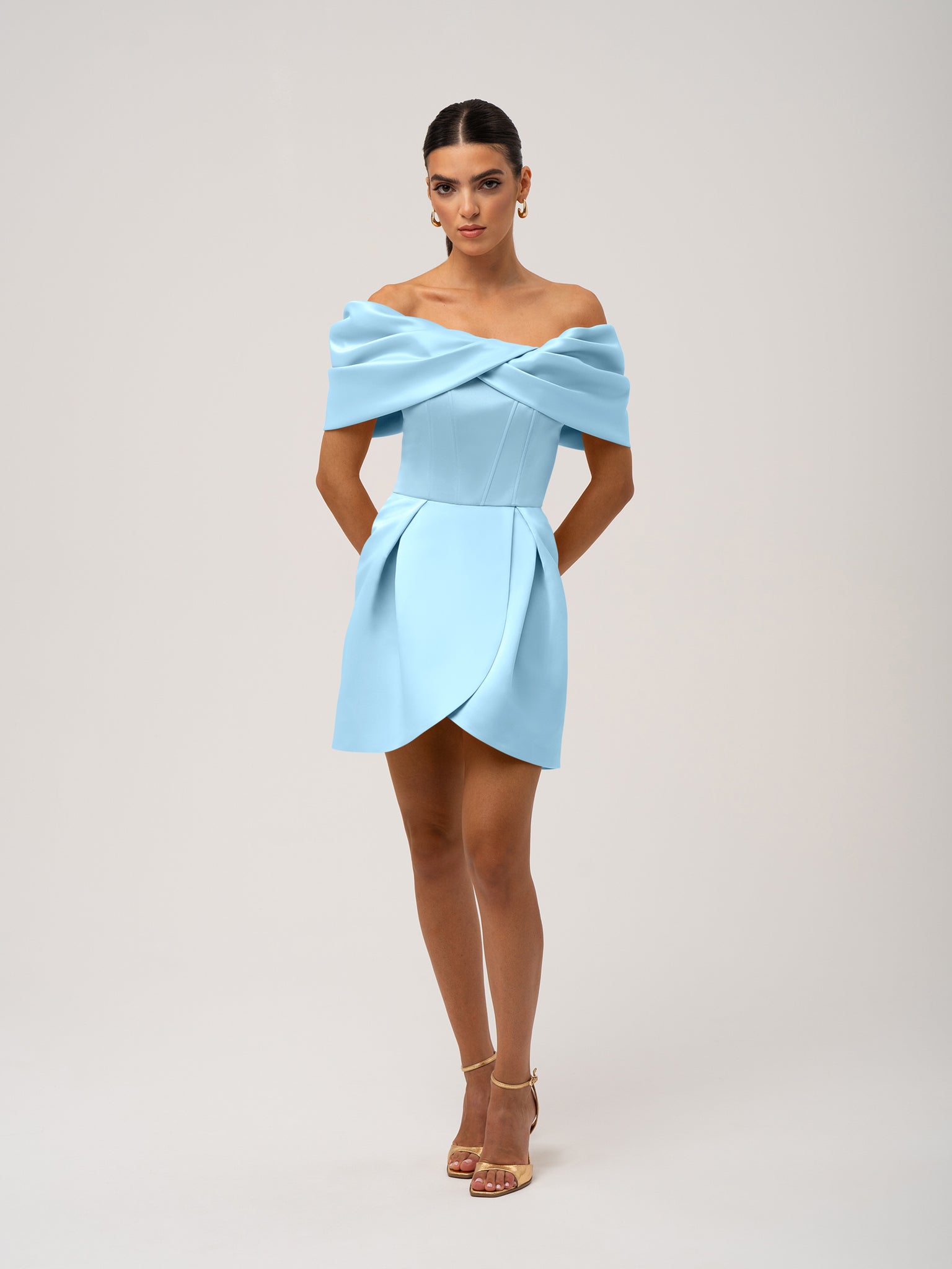 Love in Bloom Off-Shoulder Mini Dress by Tia Dorraine Women's Luxury Fashion Designer Clothing Brand