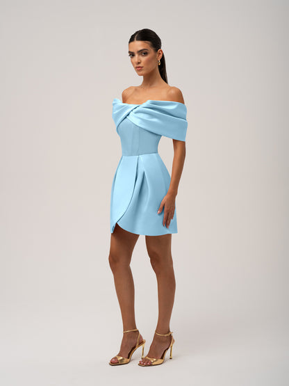 Love in Bloom Off-Shoulder Mini Dress by Tia Dorraine Women's Luxury Fashion Designer Clothing Brand