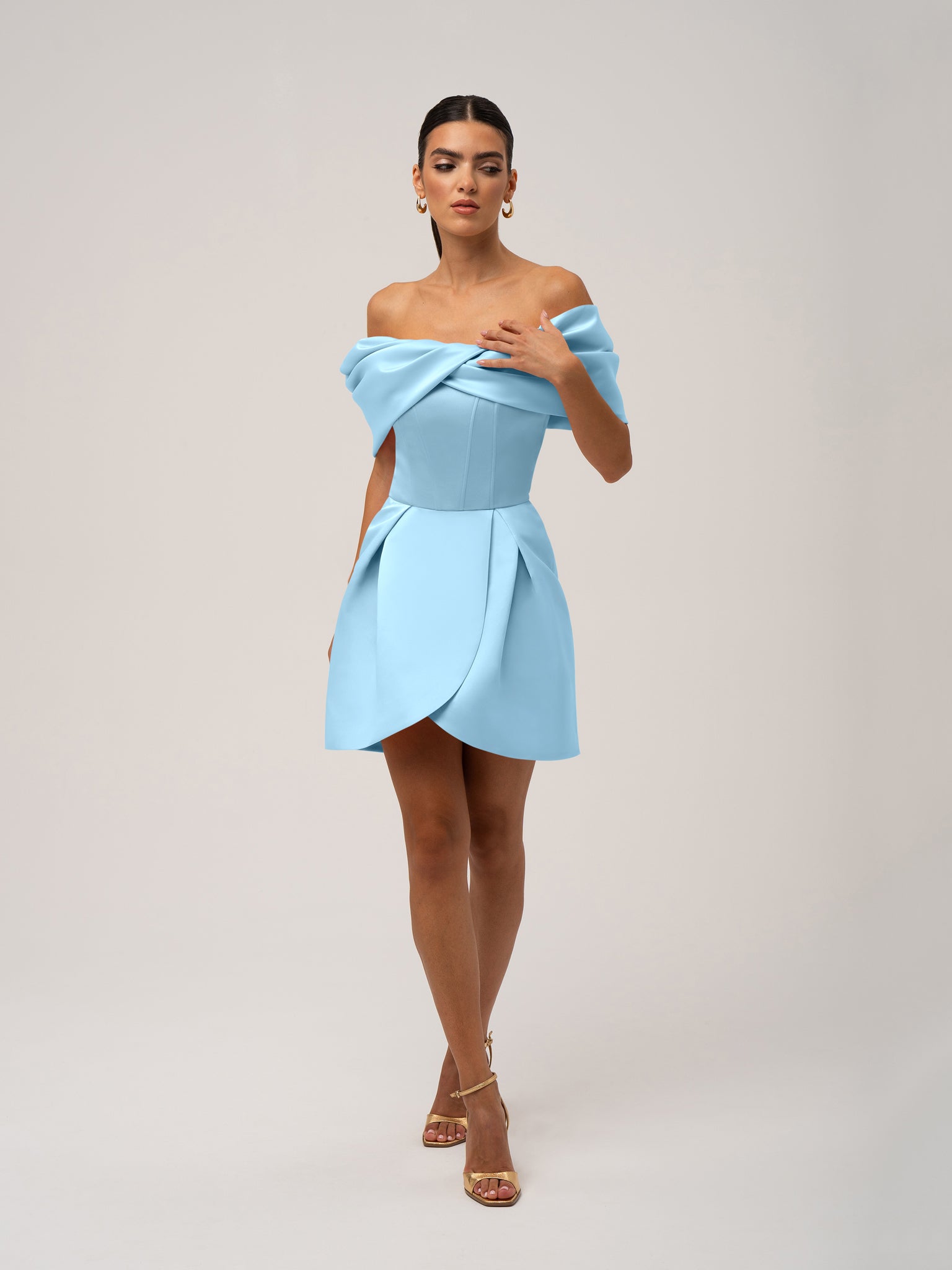 Love in Bloom Off-Shoulder Mini Dress by Tia Dorraine Women's Luxury Fashion Designer Clothing Brand