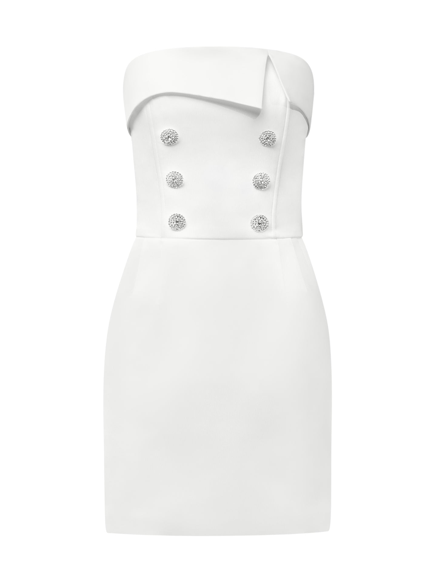 Magnetic Touch Crystal-Embellished Mini Dress - Pearl White