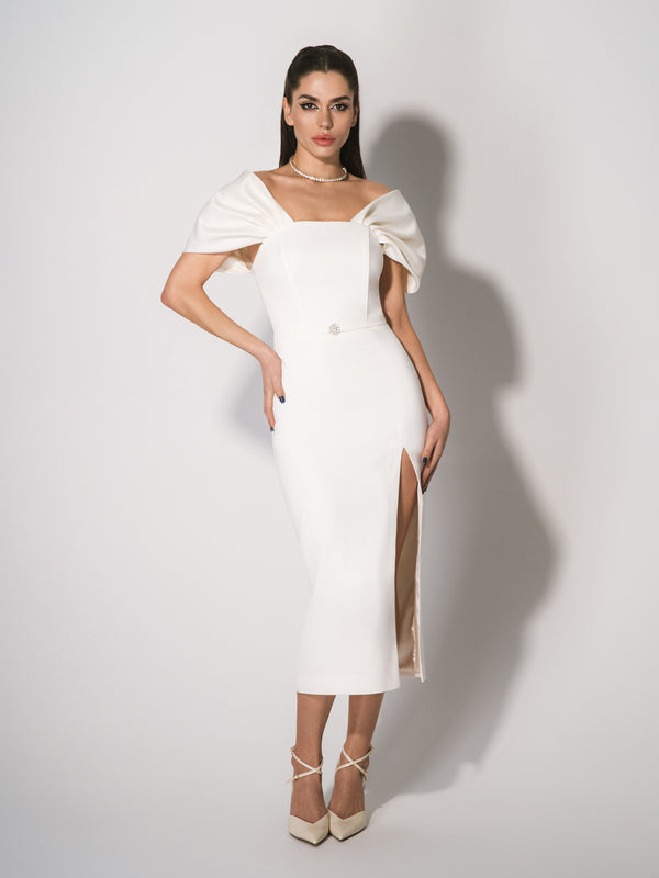 Mirage Crystal Ornament Midi Dress by Tia Dorraine Women's Luxury Fashion Designer Clothing Brand