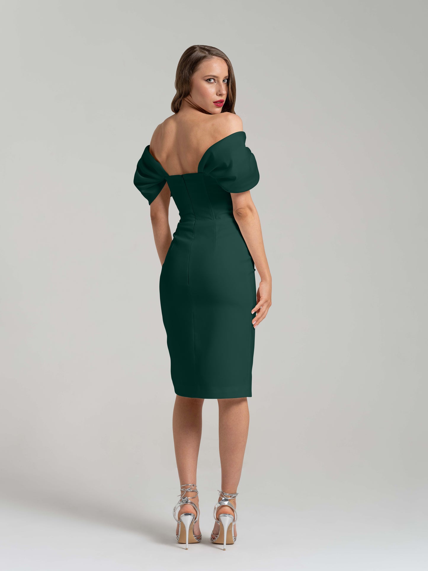 Mirage Crystal Ornament Midi Dress - Dark Green