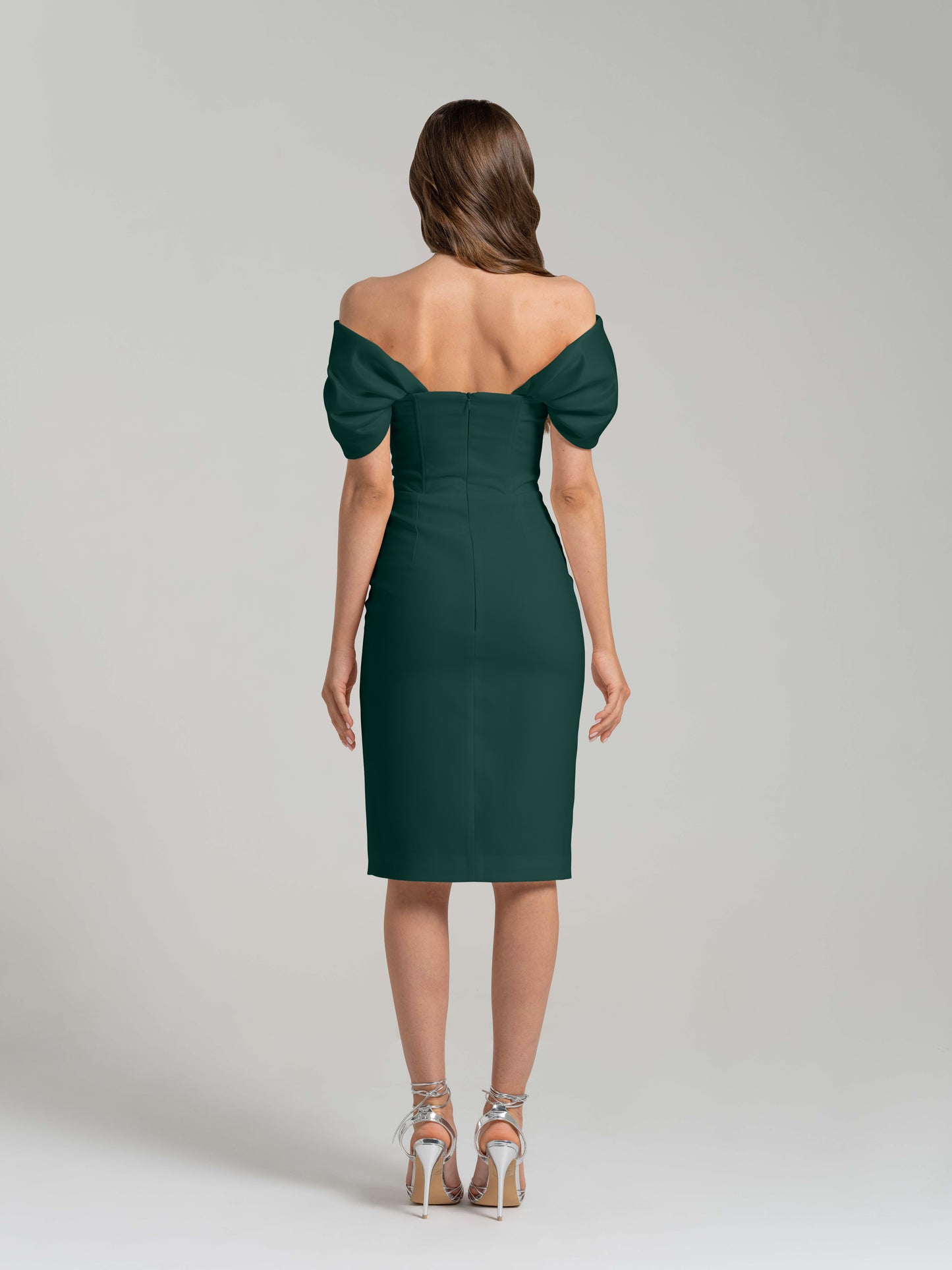 Mirage Crystal Ornament Midi Dress - Dark Green