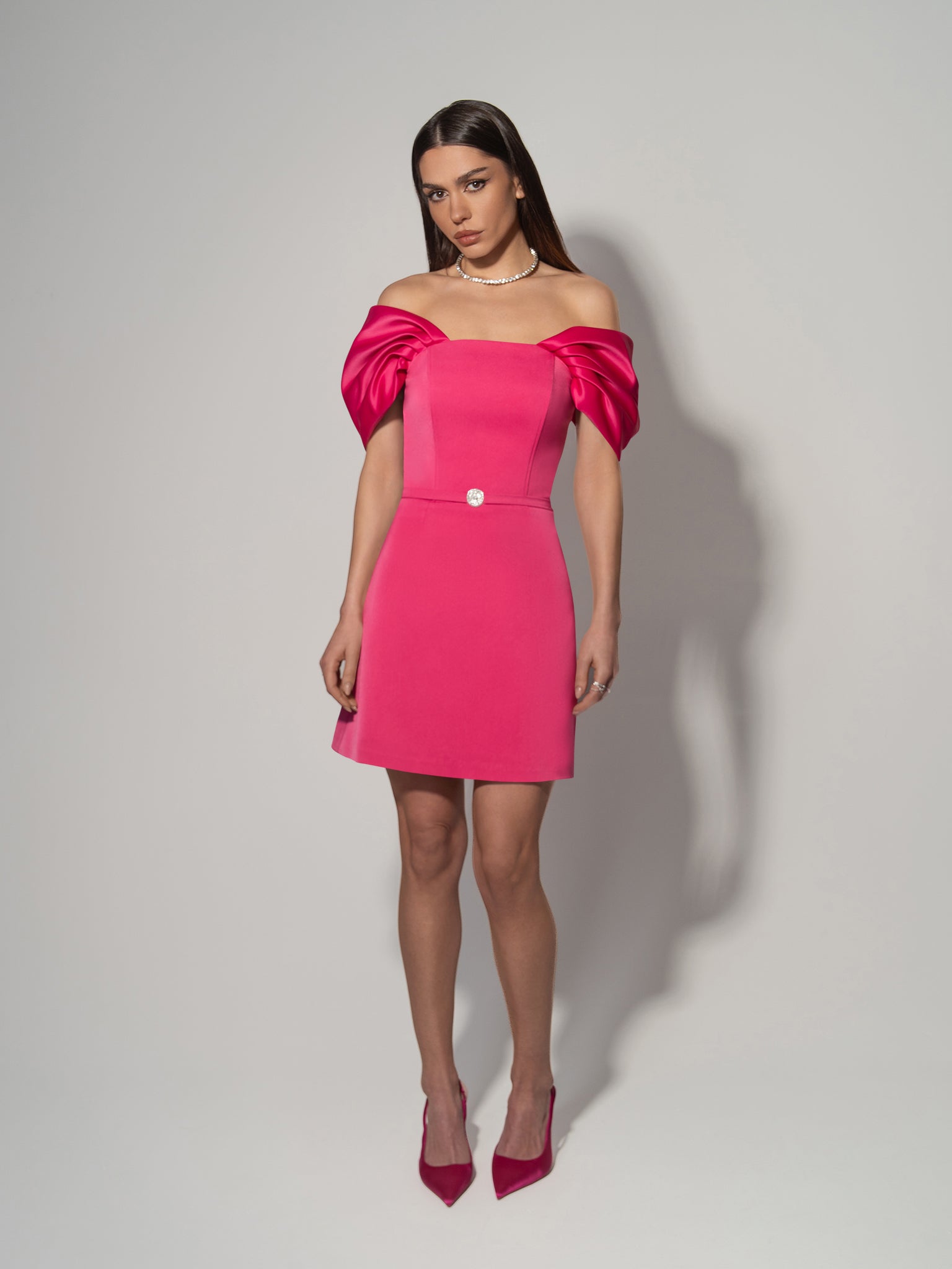 crystal mini dress pink Pink Lace Crystal Mini Dress self-portrait-US