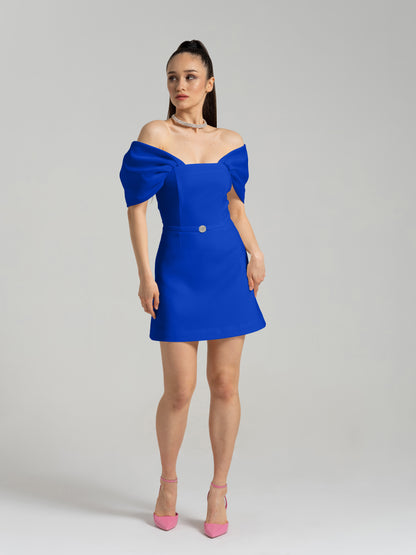 Mirage Crystal Ornament Mini Dress - Azure Blue by Tia Dorraine Women's Luxury Fashion Designer Clothing Brand