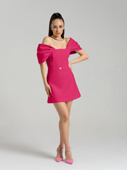 Mirage Crystal Ornament Mini Dress - Hot Pink