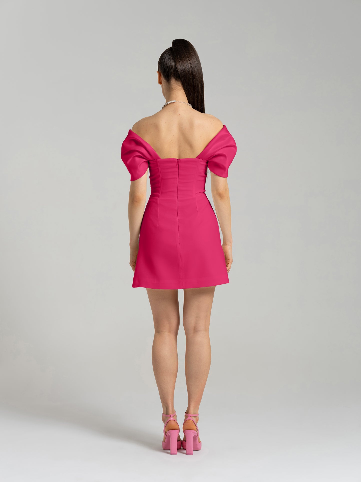 Mirage Crystal Ornament Mini Dress - Hot Pink