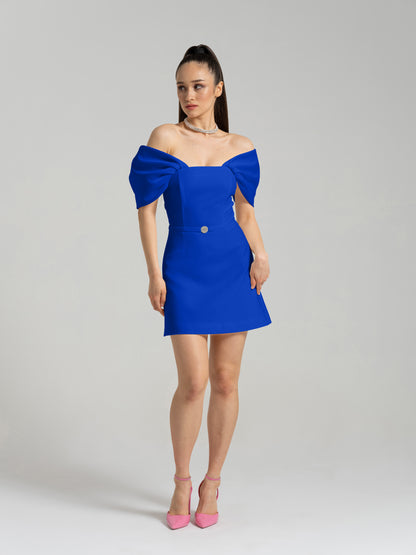 Mirage Crystal Ornament Mini Dress - Azure Blue by Tia Dorraine Women's Luxury Fashion Designer Clothing Brand