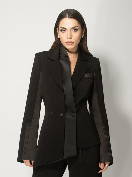 Modern Power Asymmetric Tailored Blazer  by Tia Dorraine Women's Luxury Fashion Designer Clothing Brand