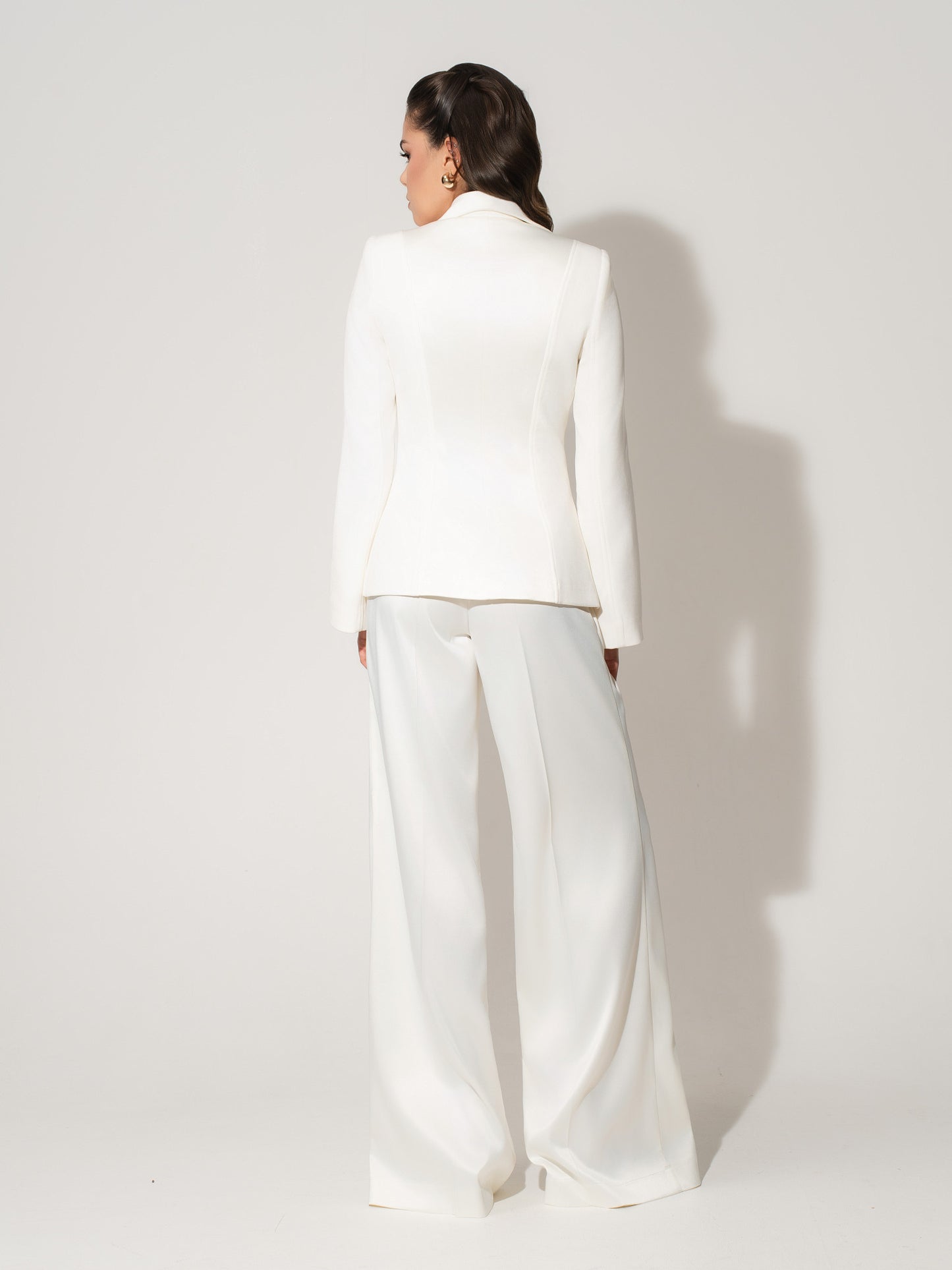 Modern Power Asymmetric Tailored Blazer - Pearl White