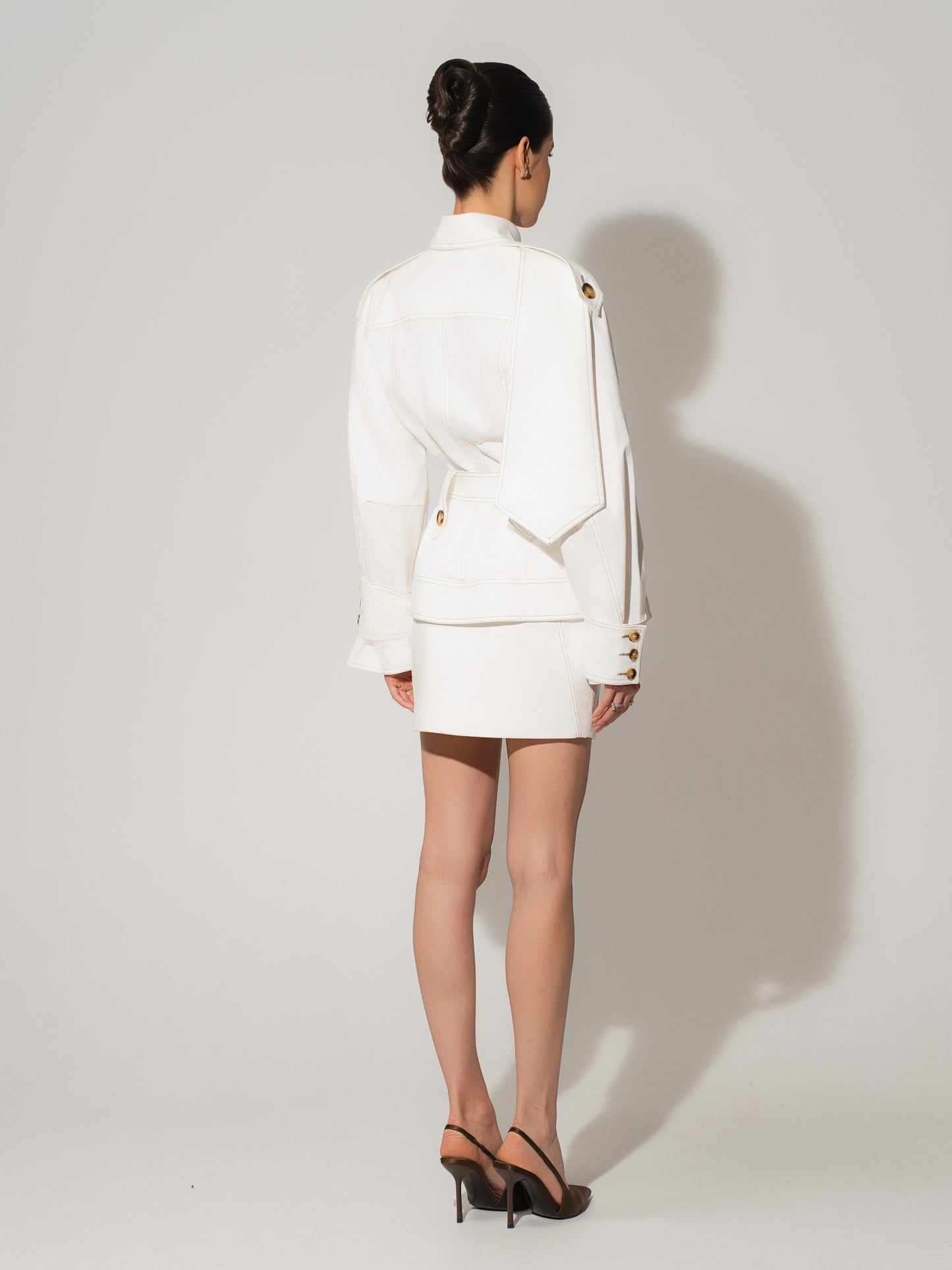 Oversized Belted Trench Jacket - White