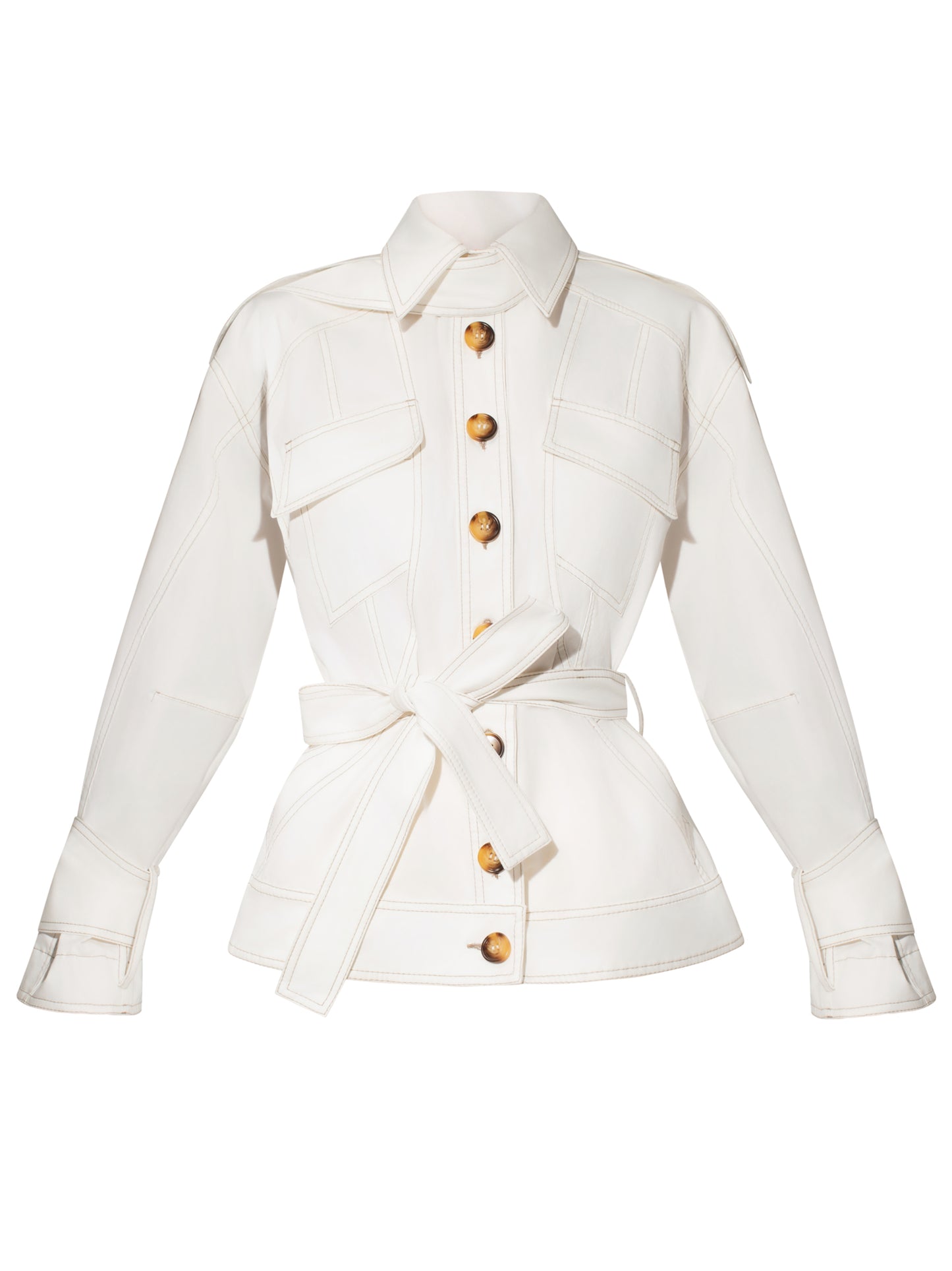 Oversized Belted Trench Jacket - White