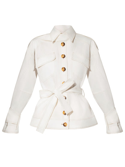 Oversized Belted Trench Jacket - White
