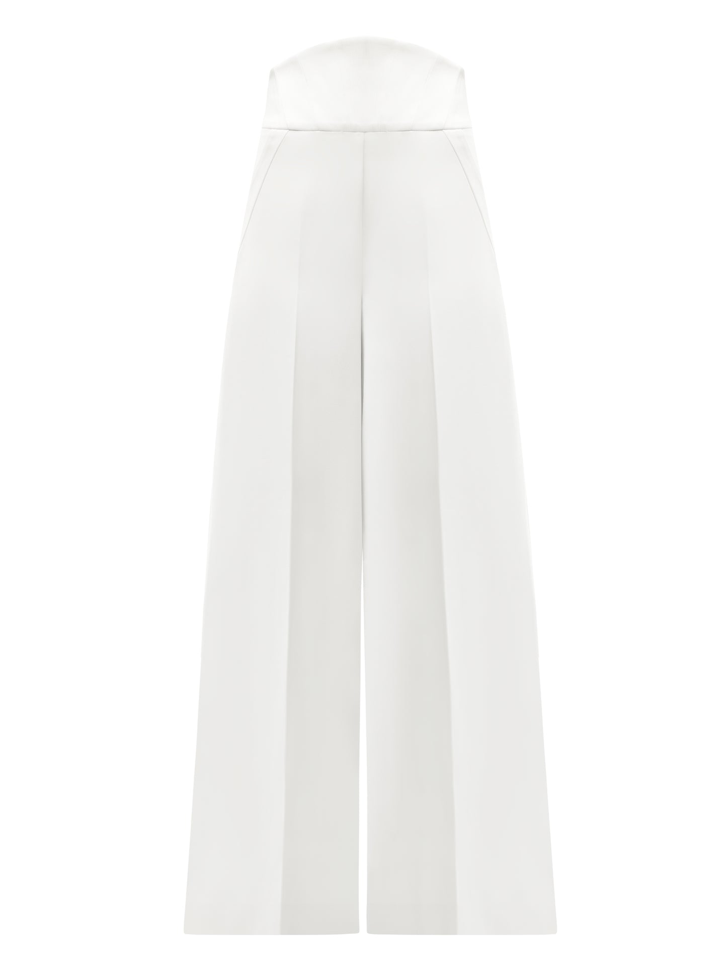 Romantic Flow High-Waist Wide-Leg Trousers - Pearl White