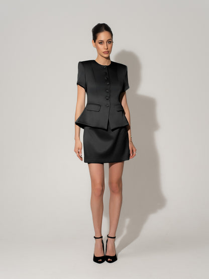 Satin Mini Skirt - Black