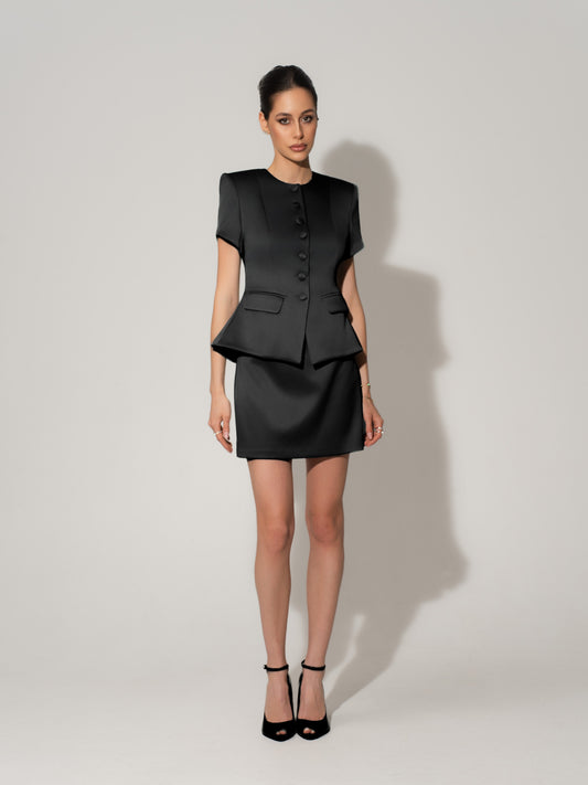 Satin Mini Skirt - Black