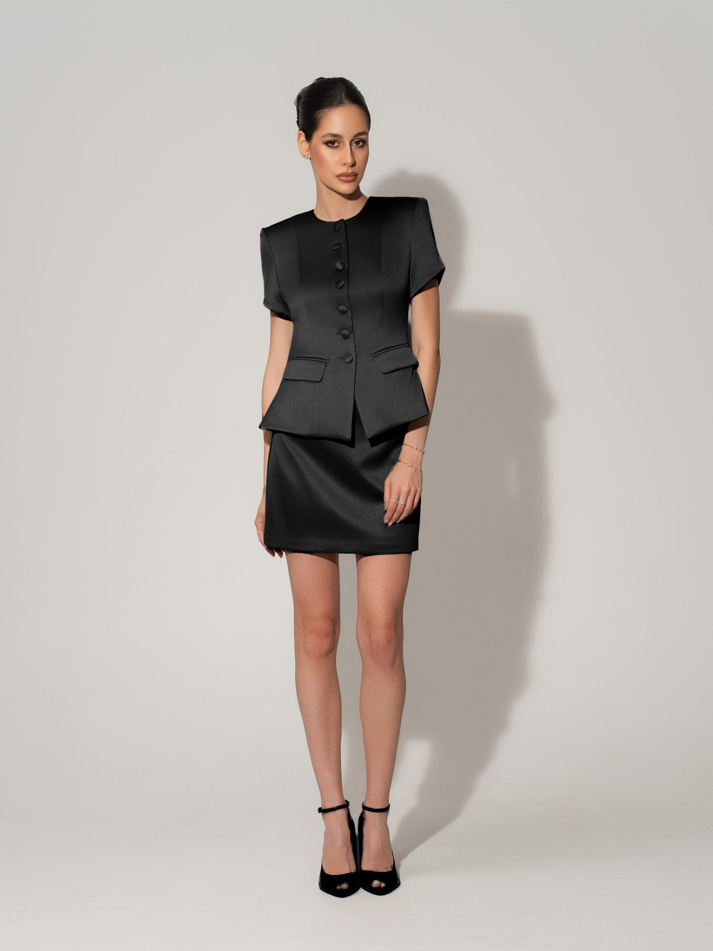 Satin Mini Skirt - Black