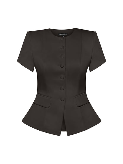 Romantic Glow Short Sleeves Blazer - Black