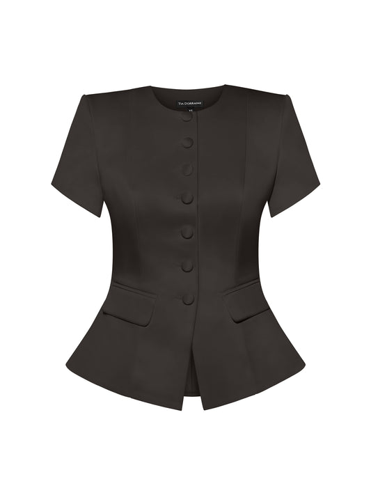 Romantic Glow Short Sleeves Blazer - Black