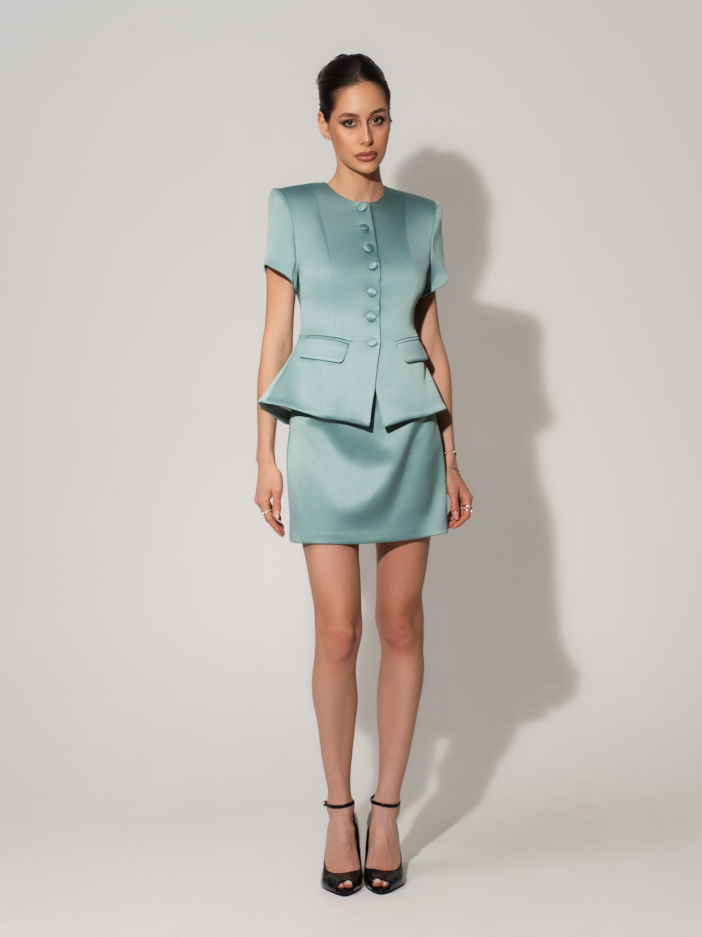 Romantic Glow Short Sleeves Blazer - Green