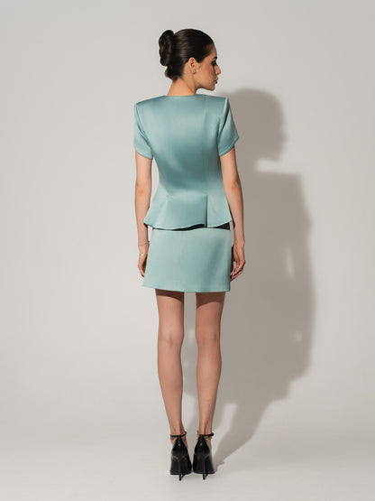 Romantic Glow Short Sleeves Blazer - Green