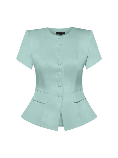 Romantic Glow Short Sleeves Blazer - Green