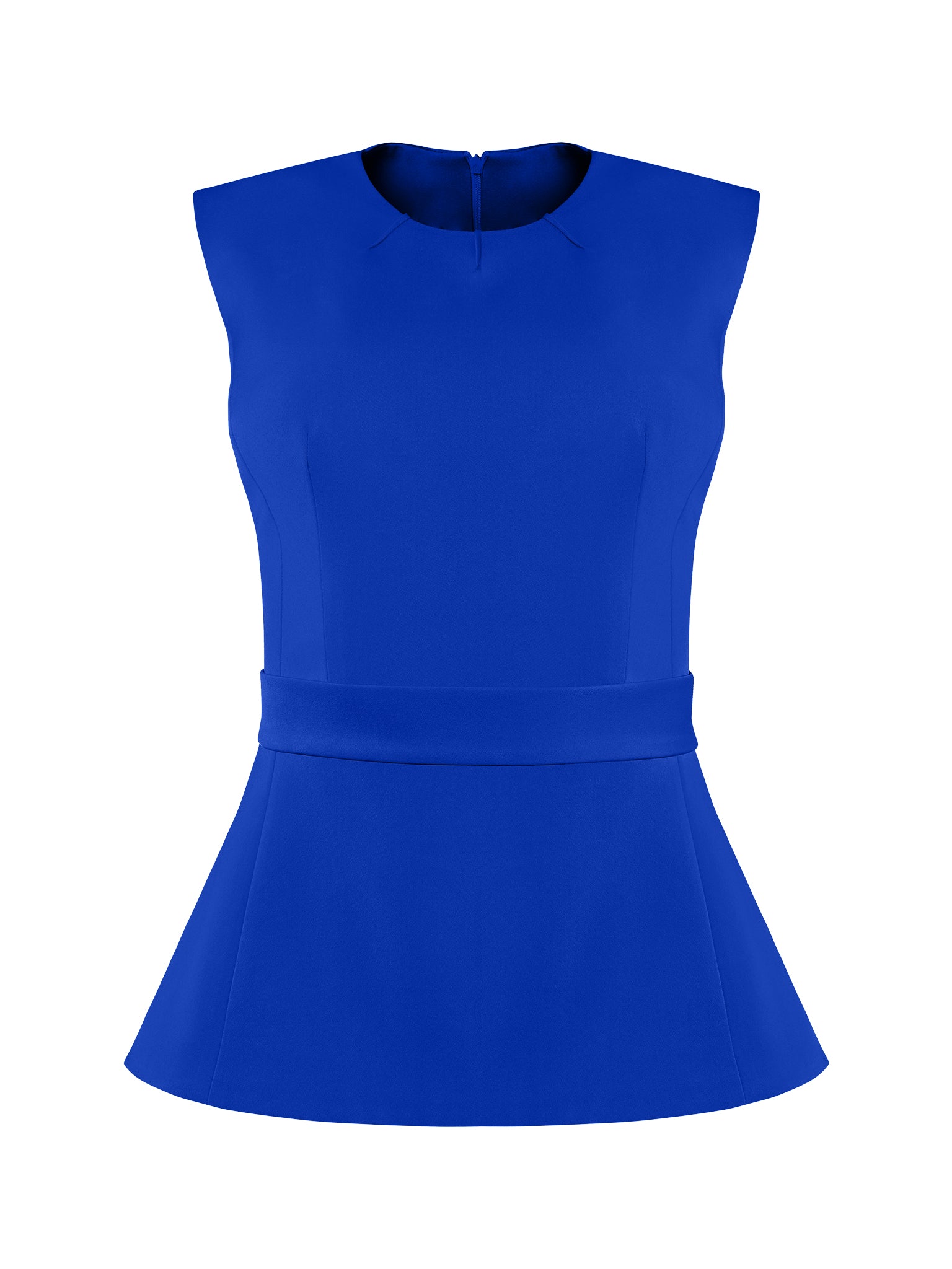 Royal Azure Sleeveless Waist-Fitted Top by Tia Dorraine Women's Luxury Fashion Designer Clothing Brand