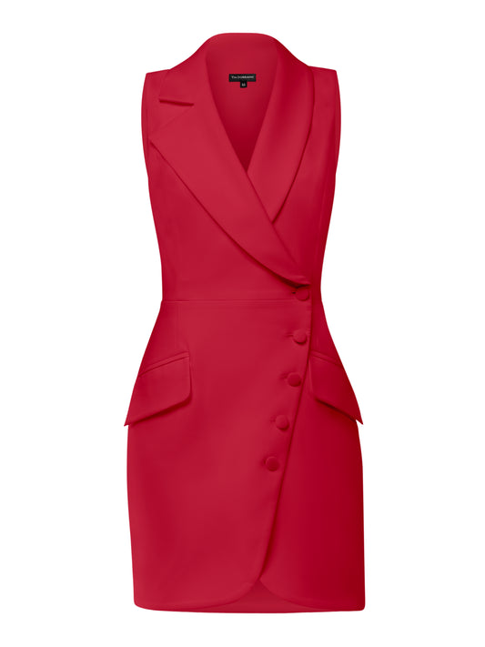 Significant Other Sleeveless Blazer Mini Dress - Fierce Red